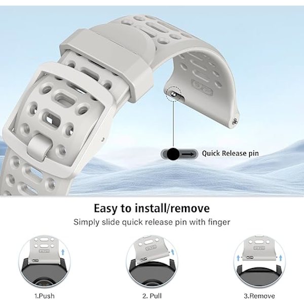 Rem til Coros Pace 2, Forerunner 245/645/55 Silikone Quick Release Urrem 20mm White
