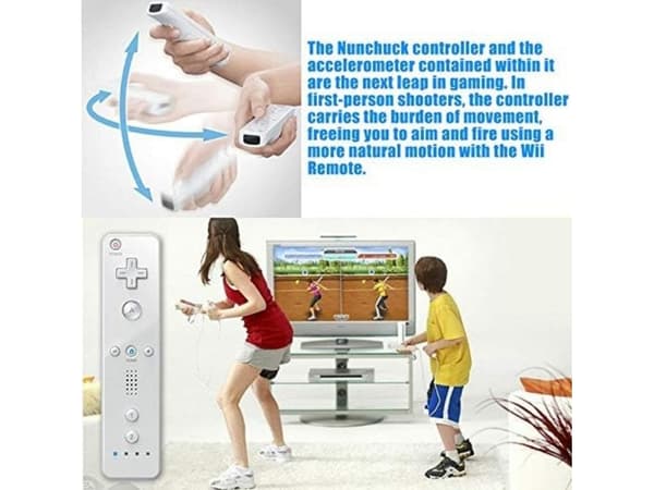 Controller til Wii Wii U med Motion Plus og Nunchuk indbygget accelerator 2-delt sæt Black And White