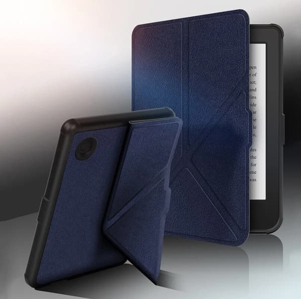Fodral för Kobo Clara Color 6 tums E-läsare, Multi-Fold Stativ Läder Skyddsfodral Deep Blue