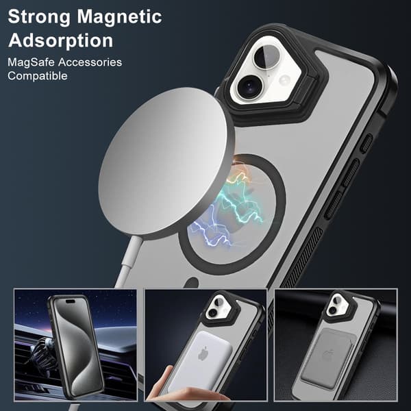 Telefonfodral för iPhone 16 Stöd stötsäkert robust magnetiskt Purple
