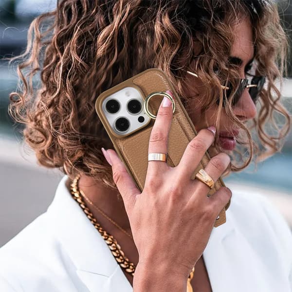 Telefonfodral för iPhone 16 Pro Max Plånbok Crossbody Stöd Brown