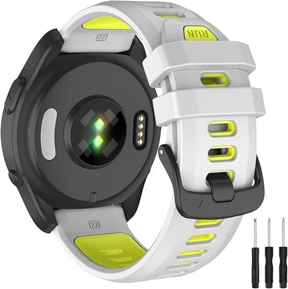 Urrem til Garmin Forerunner 970/965/955/945/935, 22mm Blød Silikone Erstatningsrem White Lime