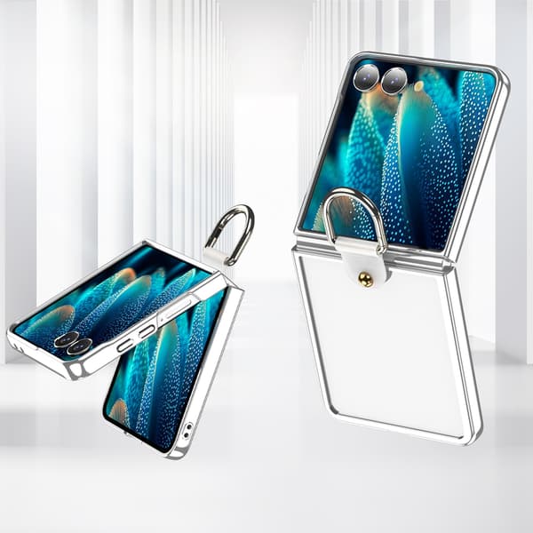 Telefondeksel til Samsung Galaxy Z Flip 7 Ringholder Støtsikkert Robust Klart Silver