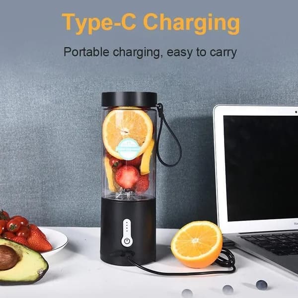 Bærbar Mini Blender, USB-lading, 530 ml kapasitet Black