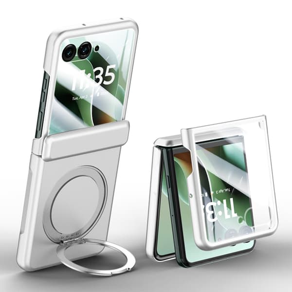 Telefondeksel til Motorola Razr 60 Ultra 360° ringstativ White