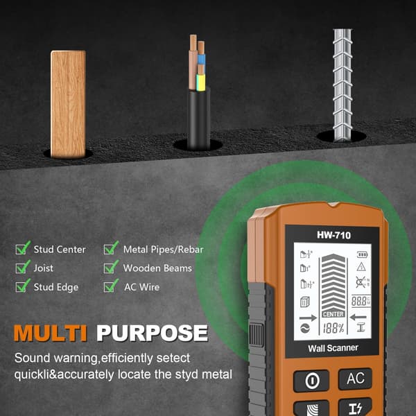 Stud Finder 5-i-1 Multifunktionel Vægmetalscanner Red
