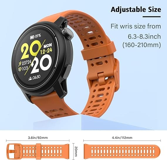 Rem til Coros Pace 2, Forerunner 245/645/55 Silikone Quick Release Urrem 20mm Orange