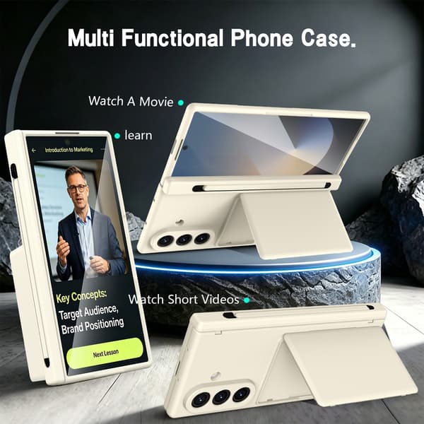 Telefonfodral för Samsung Galaxy Z Fold 7 Stöd Hinge Skydd Plånbok Stötsäker Robust White