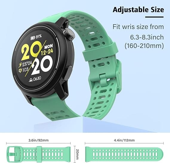 Rem til Coros Pace 2, Forerunner 245/645/55 Silikone Quick Release Urrem 20mm Green