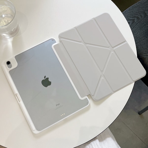 Futteral til iPad Air 11 2026, Transparent akryl bakpanel (grå)