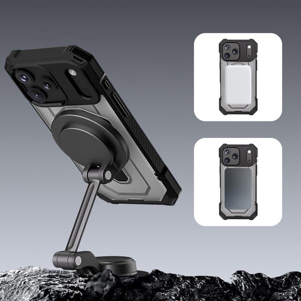 Telefonfodral för iPhone 17 Pro Max Robust Stödringhållare Stötsäker Gray