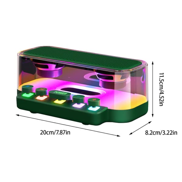 Kannettava langaton Bluetooth-kaiutin 4D-tilaäänellä ja LED-valolla, subwoofer (vihreä)