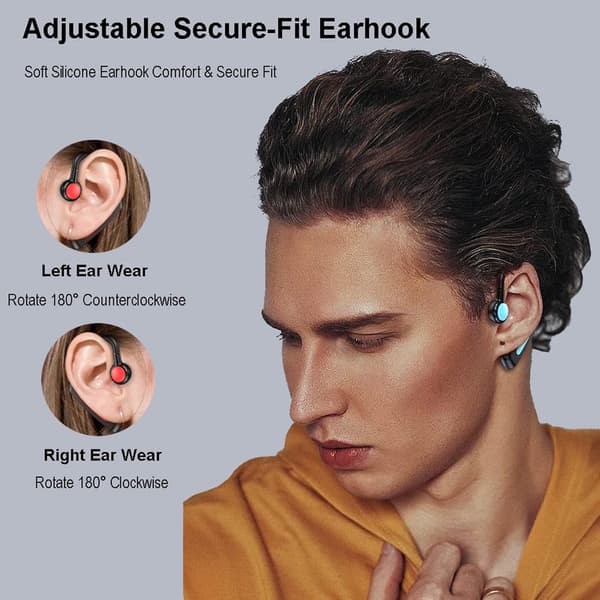 Bluetooth Bone Conduction Headset, Åben Øre, Vandtæt, til Sport, Kompatibel med iOS/Android (Sort)