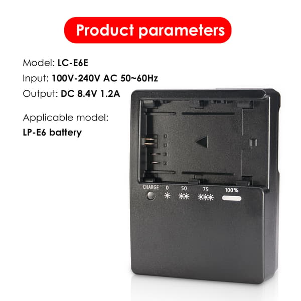 Lc-E6E Oplader til Canon Lp-E6 / Lp-E6N Batterier (EU-stik)