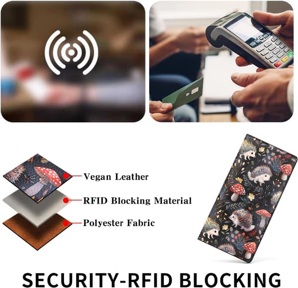 Ultratunn plånbok för kvinnor, RFID-blockerande Hedgehog