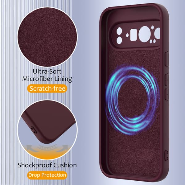 Etui til Google Pixel 9 Pro XL Magnetisk, Heldekkende Design, Flytende Silikonmateriale Navy Blue