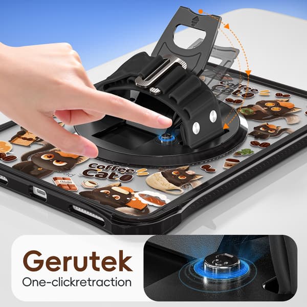 Skyddsfodral för iPad 11:e generationen 11-tums 2025, 360° roterbart stativ, handrem