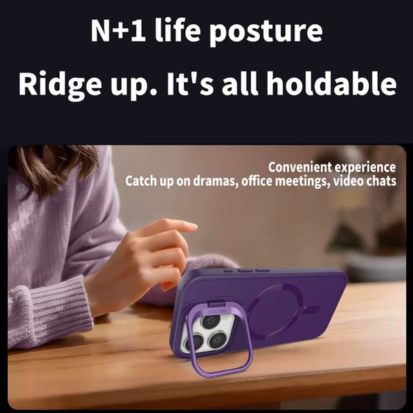 Telefondeksel til iPhone 17 Pro Max Støtteben Støtsikkert Magnetisk Purple