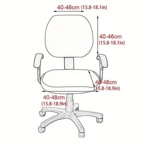 Elastisk kontorstolsbetræk, delt 2-delt sæt (sædebetræk + ryglænsbetræk), vaskbart Style 5