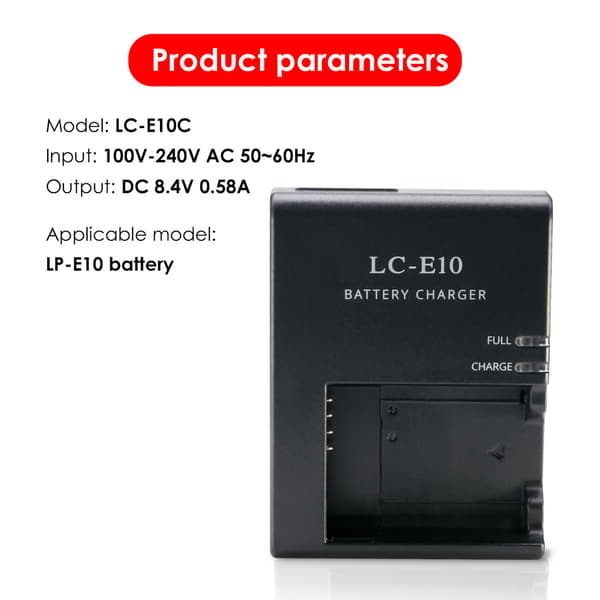 LC-E10 oplader til Canon LP-E10 EOS 1100D 1200D 1300D, CZHHMART