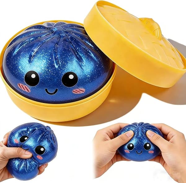 Glitter Dumpling, Glitter Dumpling Squishy Box, Dumplings Squishy, Angstlindrende Fidget, Blød Klemme Dekompression Dej Blue