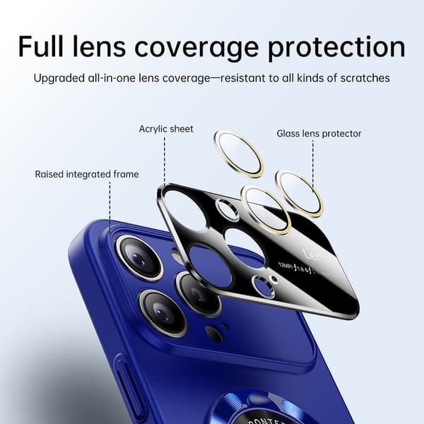 Telefoncover til iPhone 17 Pro Max Magnetisk Ringstativ Linsebeskytter Blue