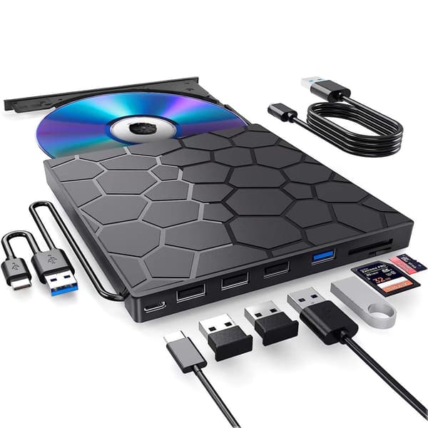 Eksternt CD/DVD RW-drev, USB 3.0-brænderafspiller, til bærbar pc, stationær computer, Mac