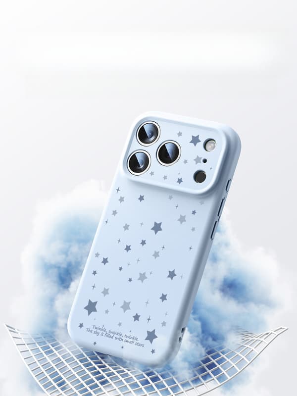 Futteral til iPhone 17 Pro, Star flytende silikon (hvit)