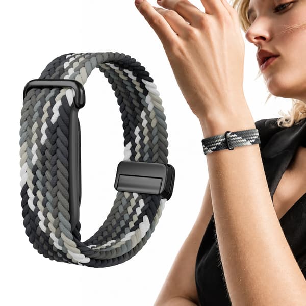 Urrem til Google Fitbit Air, vævet nylon magnetisk spænde rem Rainbow 2