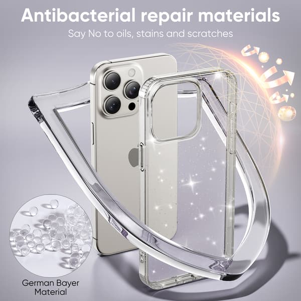 Telefoncover til iPhone 16 Pro Max Glitter Stødsikkert Robust White