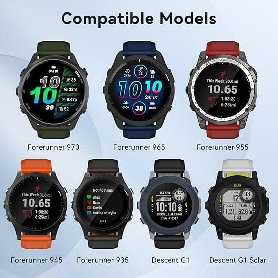 Urrem til Garmin Forerunner 970/965/955/945/935, 22mm Blød Silikone Erstatningsrem Blue
