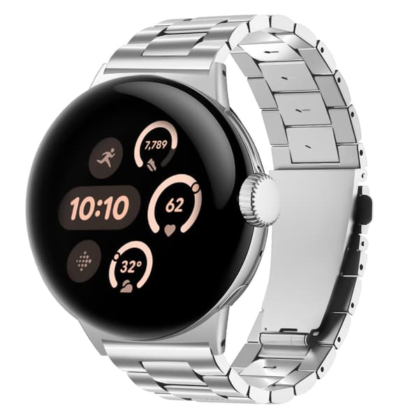 Urrem til Google Pixel Watch 1/2, holdbar håndledsrem i rustfrit stål -41mm Silver