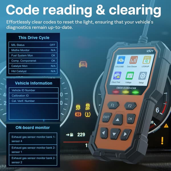 Bildiagnostikk V521 OBD2 Bilfeilskortleser
