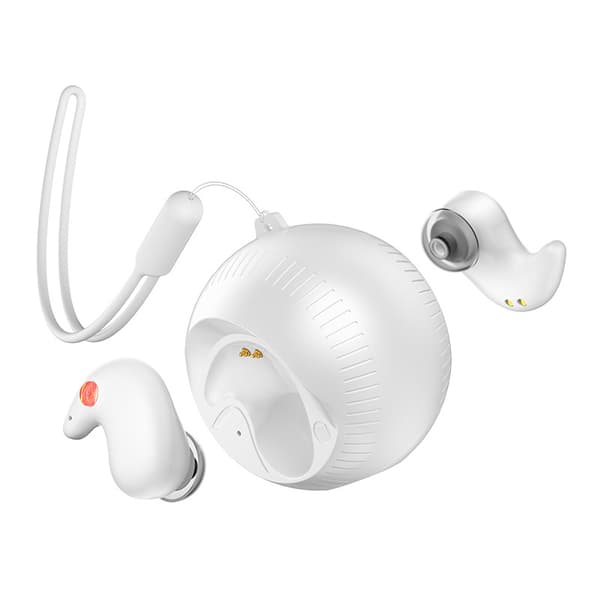 Bluetooth-hörlurar, sömnmodell, ergonomisk design för sidosovande, ljudisolering (vit)