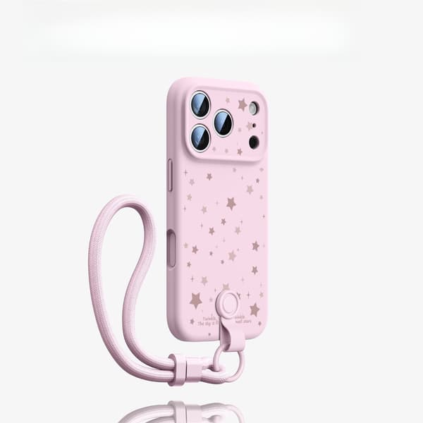 Futteral til iPhone 17 Pro Max, Star flytende silikon (rosa)