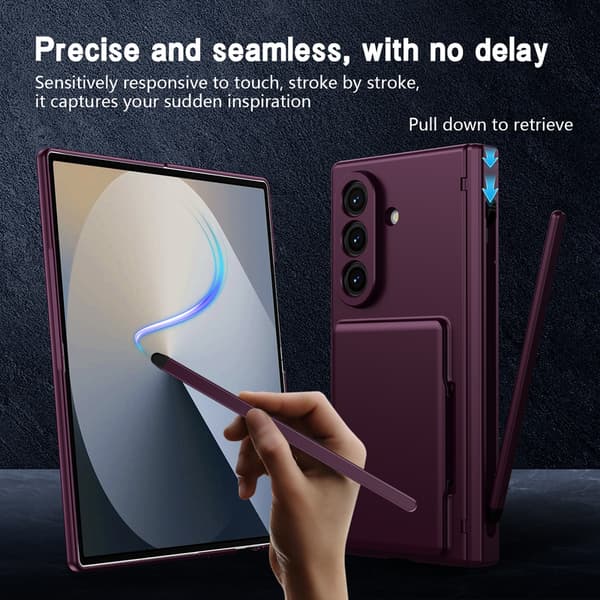Telefonfodral för Samsung Galaxy Z Fold 7 Stöd Hinge Skydd Plånbok Stötsäker Robust Purple