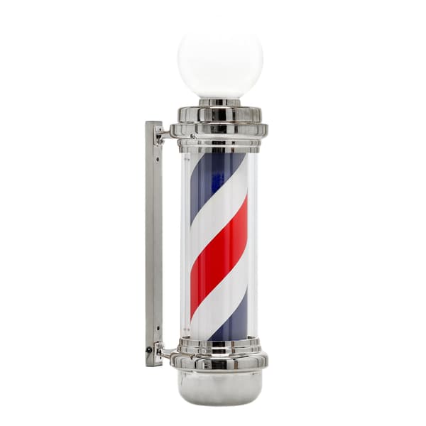 Barber post plafond skylt lampa silver 88cm