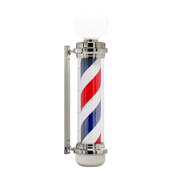 Barber post plafond skylt lampa silver 100cm