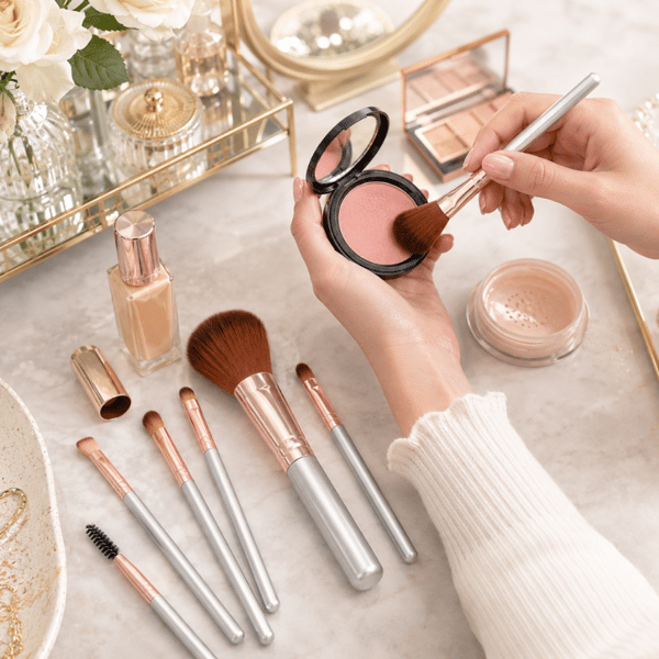 Set med professionella makeupborstar