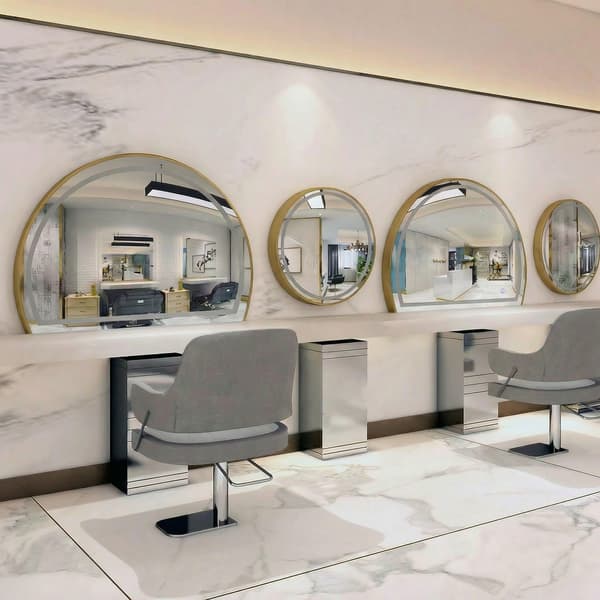 Barberarspegelkonsol 90x80 LED PRO i Guld