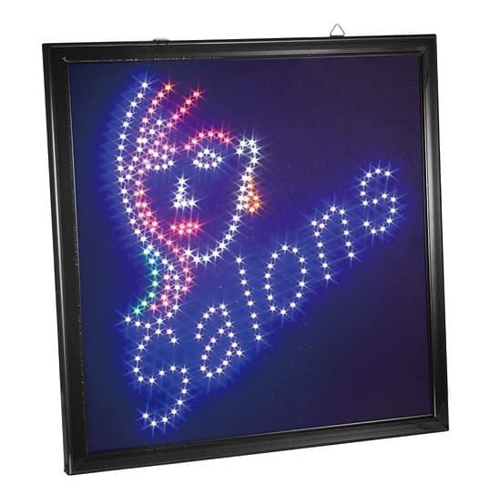 Ljus LED-skylt salong