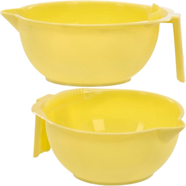 Skålformad frisörskål med handtag för färgning och blandning gul C-34