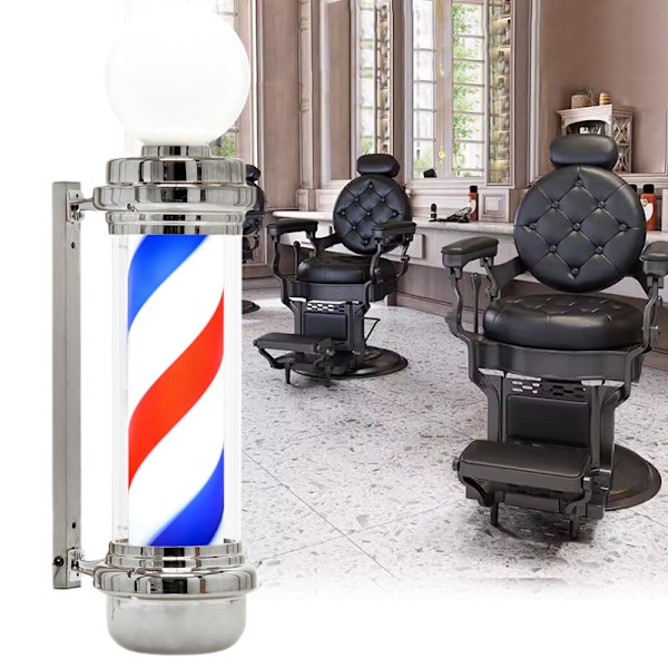 Barber post plafond skylt lampa silver 88cm