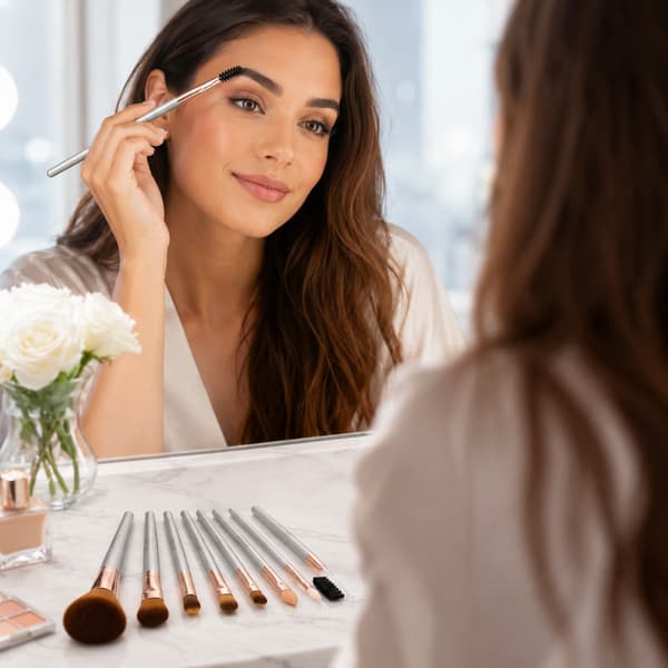 Set med professionella makeupborstar