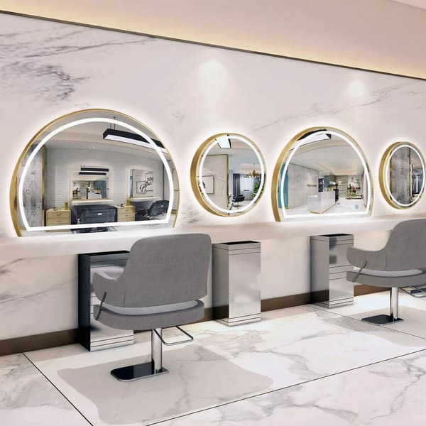 Barberarspegelkonsol 90x80 LED PRO i Guld