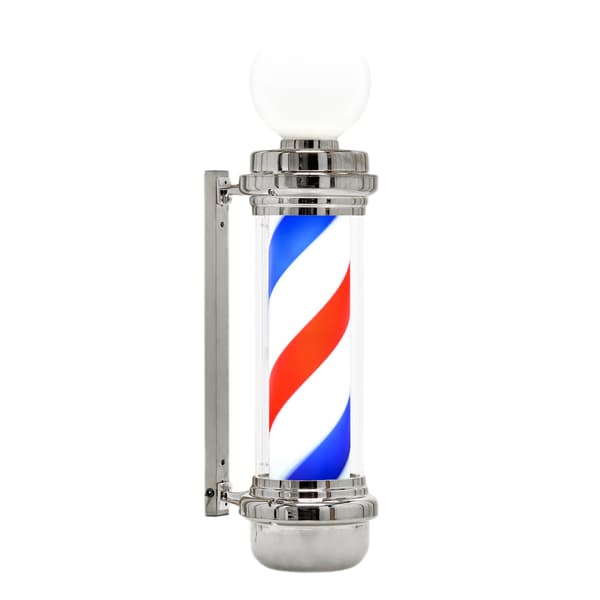 Barber post plafond skylt lampa silver 88cm
