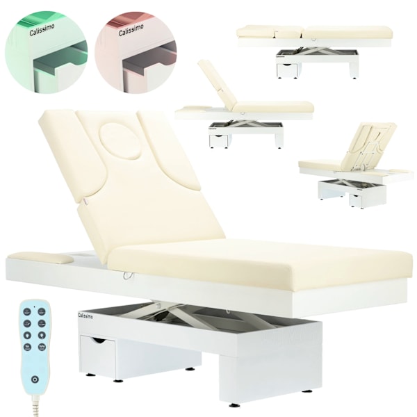 Elektrisk massagesäng kosmetikbord rehabilitering brits upplyst uppvärmd Fiord