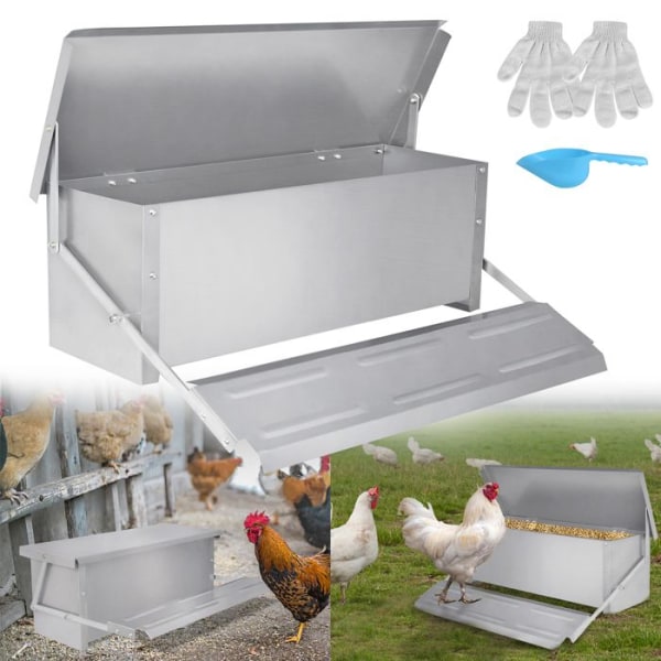 LARS360 Matningsautomat för 10 kg kycklingar - Med pedal för automatisk öppning och vattentätt lock