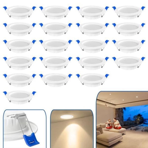 LARS360 LED takspotlight 5W infälld spotlight 20 delar aluminium takspotlight för badrum i vardagsrummet, varmvit