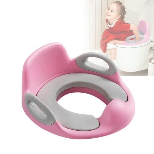 LARS360 Toalettsits för barn - Halkfri toalettsits - Handtag &amp; stänkskydd (rosa)